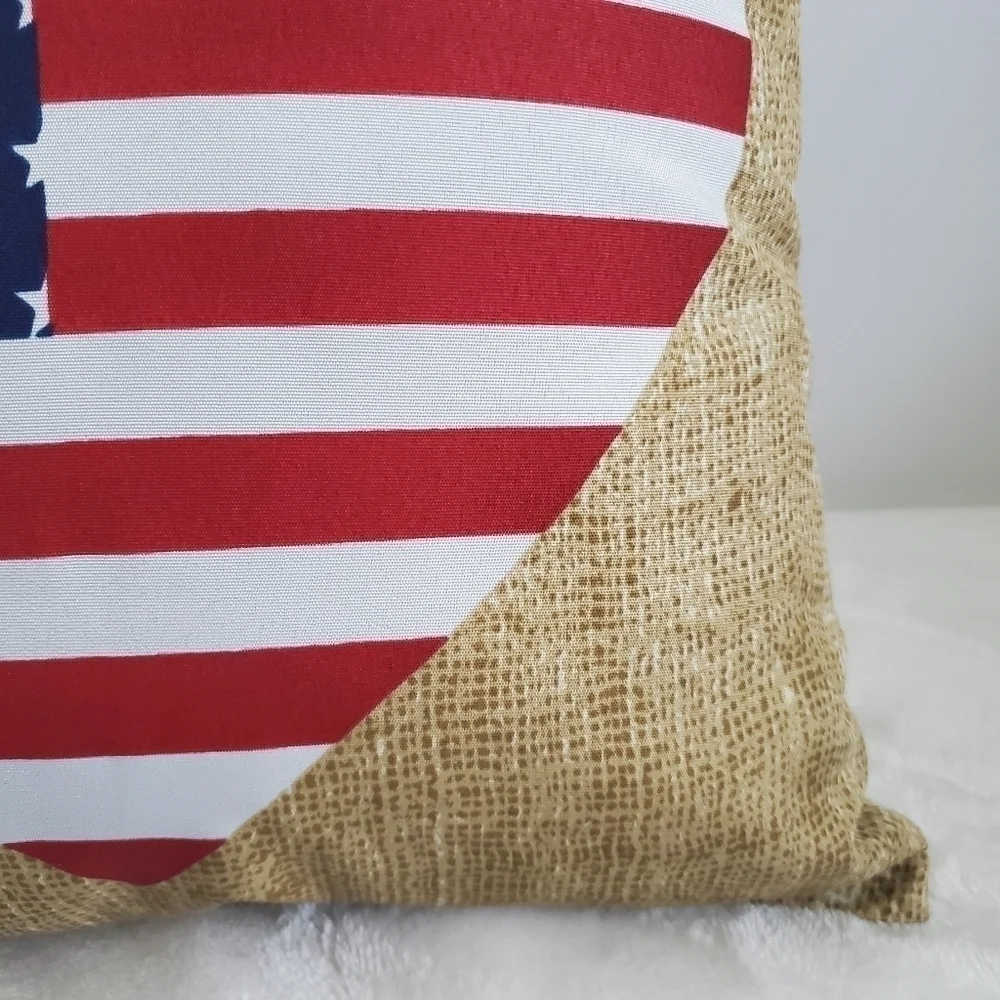 Patriotic Heart Amercan Flag Outdoor Patio Pillow NWT
